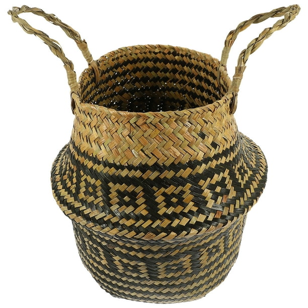 GOOHOCHY Cesta tejida de hierba Cesta de flores Cesta decorativa para el hogar Cesta de almacenamiento de hierba Cesta de flores para plantas