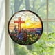 thumbnail image 5 of Colgante de Ventana con Flores, Arte de Vitrales Falsos, Decoración Inspiradora de Cristo, Hermoso Detalle para El Hogar, Regalo para Amantes Del Arte Religioso, Pieza Espiritual Inspiradora, Diseño, 5 of 6
