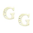 thumbnail image 1 of 14k Yellow Gold CZ Cubic Zirconia Simulated Diamond Large Letter Name Personalized Monogram Initial G Earrings Measures, 1 of 3