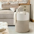 thumbnail image 5 of Large Laundry Hamper, 58L Tall Laundry Basket, Baby Nursery Hamper for Blanket Storage, Clothes Hamper for Laundry in Bedroom,15 x 20 inches, Light & Brown, 5 of 7