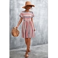 thumbnail image 6 of Women's Striped Round Neck Mini Dress Chic Minimalist Casual Wear 95% Polyester 5% Spandex Stretch for daily wear, 6 of 17