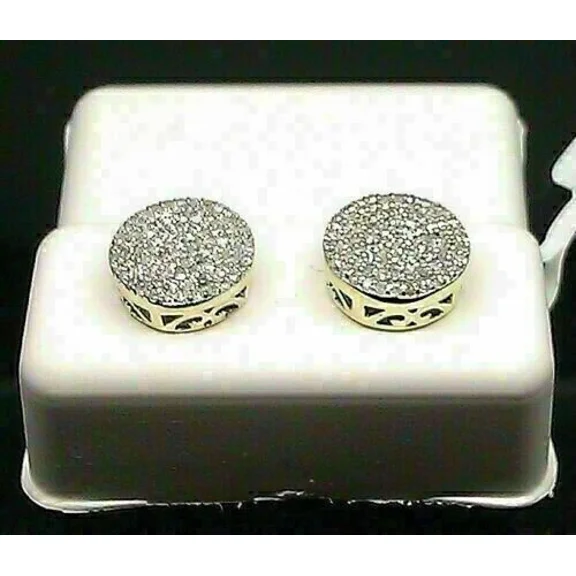 3 Ct Round Cut White Moissanite Men's Cluster Stud Earrings 14K Yellow Gold Plated