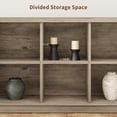 thumbnail image 6 of 8 Cube Rustic Farmhouse Wood Horizontal Bookshelf 2-Tier Storage Organizer Long Freestanding Bookcase Cabinet, Grey, 6 of 8