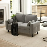 Kinbor Multi-Functional Loveseat Sofa Chair, Modern Accent Chairs Oversized Armchair Comfy Living Room Chair with Cushions & Side Pocket, Gray