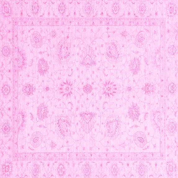 Ahgly Company Indoor Square Oriental Pink Traditional Area Rugs, 5' Square