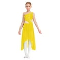 thumbnail image 2 of YiZYiF Girls Solid Color Lyrical Dance Costume Sleeveless Shiny Rhinestone Mesh Modern Dancing Dress Diamond Yellow 8, 2 of 6
