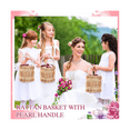 thumbnail image 4 of 2Pcs Wicker Wedding Flower Girl Baskets Pearl Wicker Rattan Handwoven Basket Wicker Basket with Handle Straw, 4 of 5