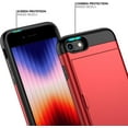 thumbnail image 4 of iPhone SE Case 2022/iPhone SE 2020/7/8 Case with Card Holder Heavy Duty Protective Dual Layer Shockproof Hidden Card Slot Slim Wallet Case for iPhone SE 3rd/2nd/7/8-4.7''(Red), 4 of 13