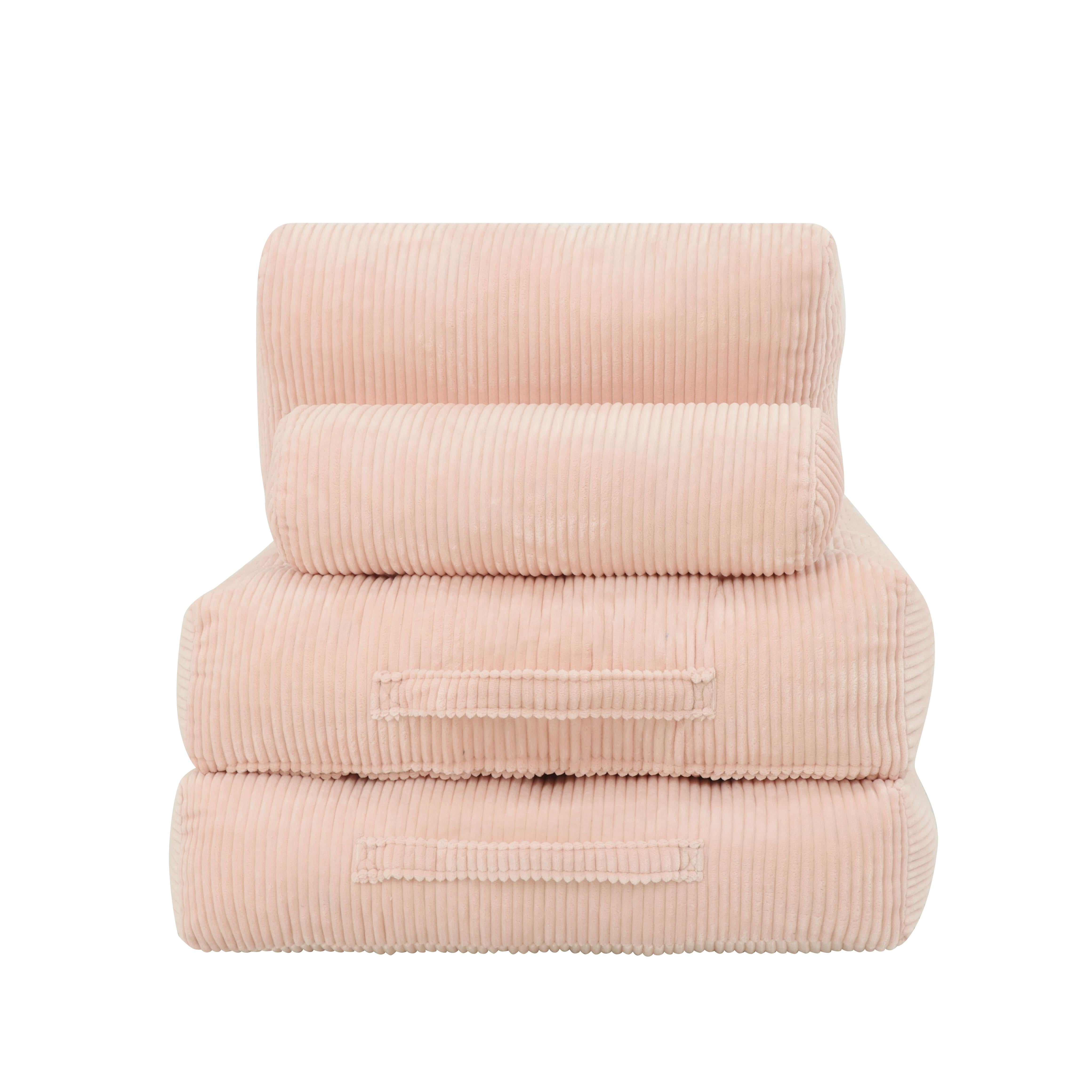 70.8-Inch Beanbag Couch for Adults, Corduroy Fluffy Cloud Lazy Sofa Chair with Ergonomic Support for Living Room and Dorm, No Assembly Required, Pink
