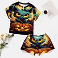 thumbnail image 4 of Halloween Scary Night Full Moon 2 Pack Women’s Pajama Set Print Sleepwear And Shorts Y2k Loungewear Sets S-5XL, 4 of 7