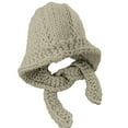 thumbnail image 4 of ManxiVoo Womens Handmade Chunky Knit Hats Winter Thickened with Ear Flaps for Warmth and Cold Weather Comfort Beige, 4 of 4
