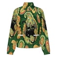 thumbnail image 5 of Jackets for Women Winter Coat Jackets Flannel Stand Collar Jacket(Green Paisley Fabric Black Cats Pattern,Size:S-4XL), 5 of 7