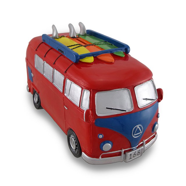 Van Surfeur Rouge / Bleu Grand Bus Tirelire