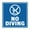 Blue, variant on Square No Diving Sign (White) - Small
