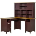 thumbnail image 2 of HOMCOM L Shaped Computer Desk with Hutch, 59" Corner Desk, Space Saving Home Office Desk with Storage Shelves, Drawer and Cabinet, Coffee Brown, 2 of 9