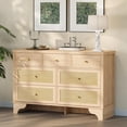 thumbnail image 7 of EastVita 7 Drawer Dresser for Bedroom 473 in Wide Wood Chest of Drawers with Natural Rattan Drawers Drawer Organizer with Sturdy Base for Living Room Entryway and Hallway, 7 of 7
