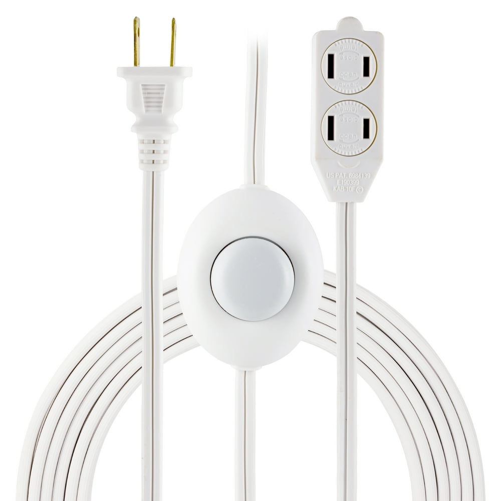 GE 3Outlet Polarized Extension Cord with Foot Switch, 9ft., White