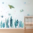 thumbnail image 2 of 2pcs Underwater fish stickers, children's room decoration, 3D seaweed, sea turtles, coral starfish wallpaper, underwater theme, 2 of 5
