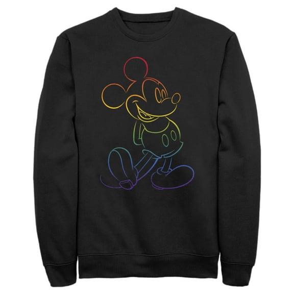 Men's Mickey & Friends Rainbow Mickey Mouse Outline  Sweatshirt Black Large