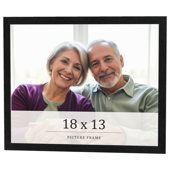 18x13 Frame Black Charcoal Grey Wood Textured Picture Frame | 0.75 Inch Moulding Width | Gunmetal