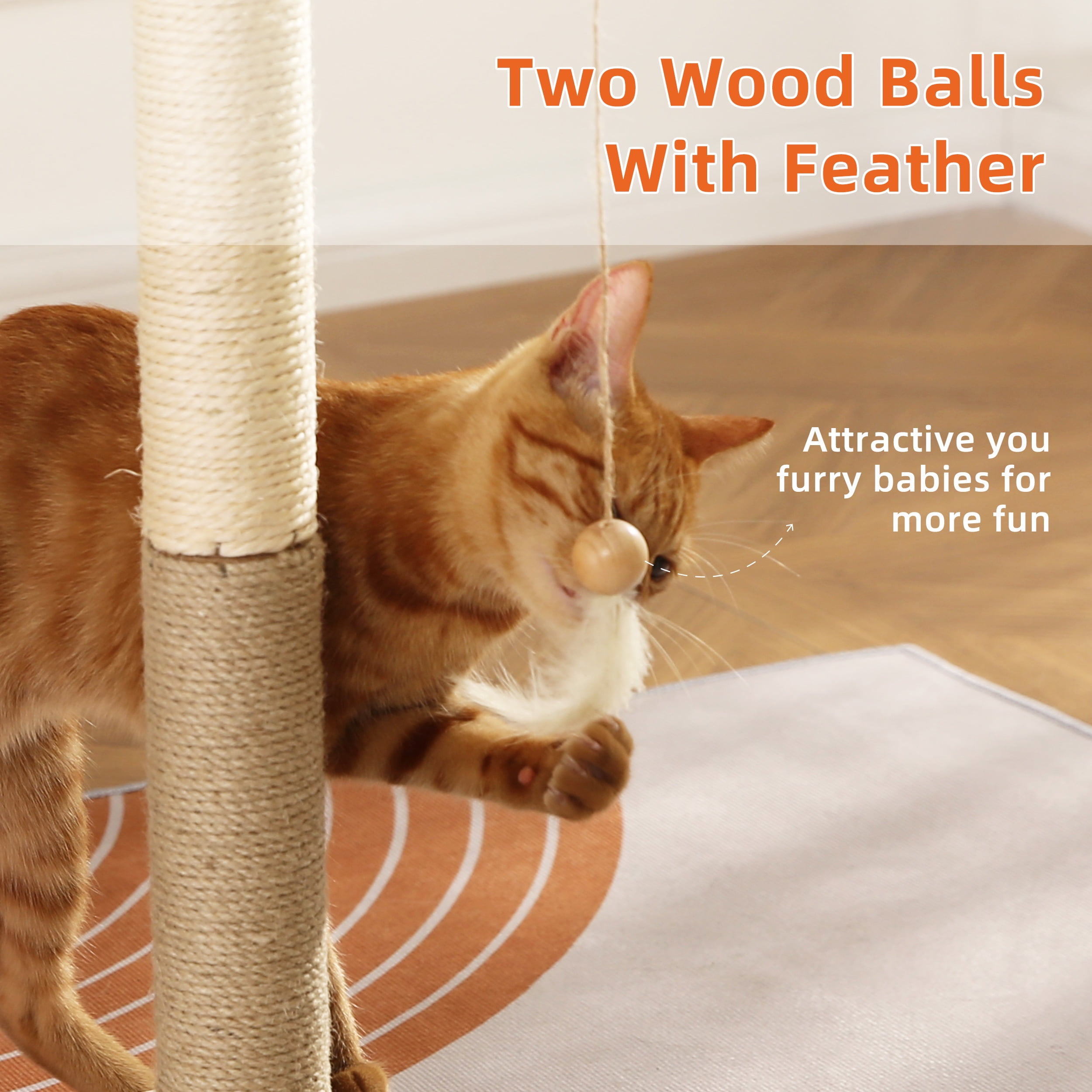 Vibrant Life Assembly Required Particle Board & Sisal Cat Scratching Posts Set with Wood balls, Brown Animal (1 Pack)