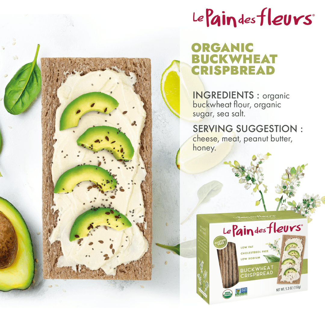 Le Pain des Fleurs Organic Crispbread, Buckwheat | Gluten Free, Kosher, Vegan – 6 Pack (5.3 oz each)
