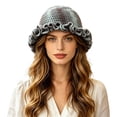 thumbnail image 3 of jiaxiM Straw Bucket Hats for Women Upf Protection Women's Elegant Wide Brim Sun Hat with Dip-Dye and Lace Ruffle, Handmade Visor for Beach, Travel and Outdoor Events, 3 of 5