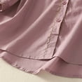 thumbnail image 5 of Loose Linen Shirts Button Up Collared Summer Fall Clothes 3/4 Length Sleeve Tops Casual Womens Blouses (XL, Purple), 5 of 7