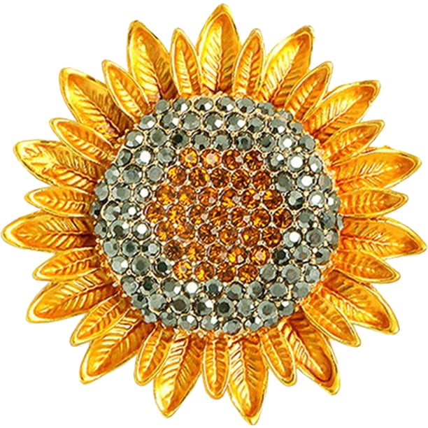 Broche de girasol con diamantes de imitación y flor de cristal, broche para suéter, regalo de joyería para mujeres y niñas.