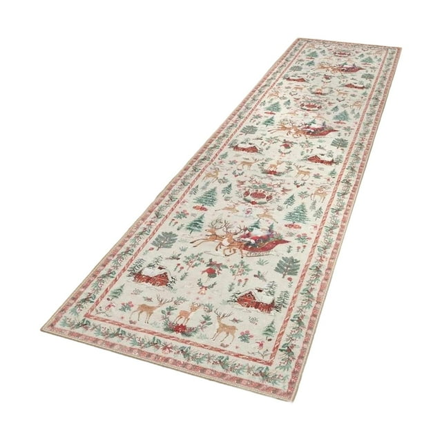 Alfombra de corredor navideña, alfombra de piso, felpudo largo decorativo, decoración navideña para Estilo E