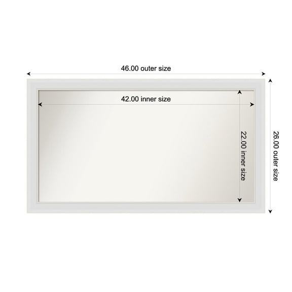 Amanti Art Custom Framed Wall and Bathroom Mirror (26 x 46 in.), Flair Soft White Frame