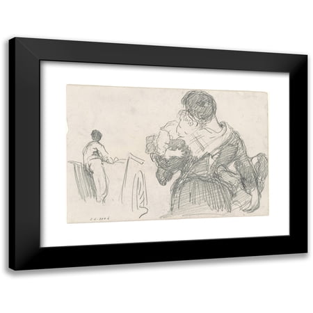 John Singer Sargent 14x11 Black Modern Framed Museum Art Print Titled - Mother and Child (Recto) (C. 1871-1872)