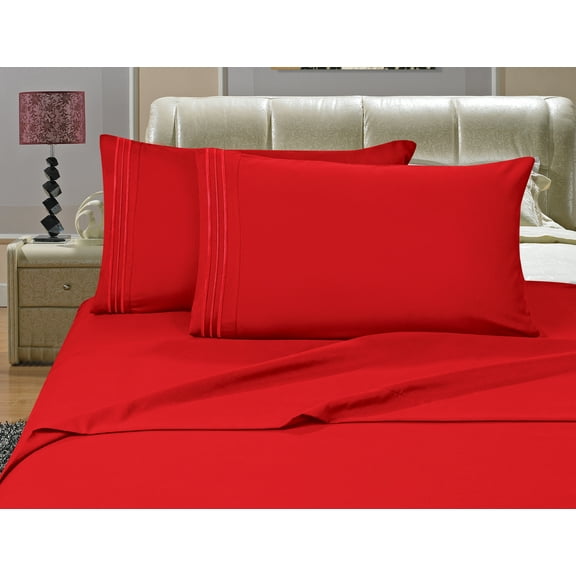 Elegant Comfort? 1500 Series t Egyptian Quality Microfiber Deep Pocket Bedroom Sheet Set, Queen Red