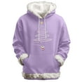 thumbnail image 4 of Fiaer Christmas Lined Hoodie Women Oversized Thermal Warm Long Sleeve Hooded Sweatshirts Thickened Comfort Loose Fit Pocket Tops Purple M, 4 of 4