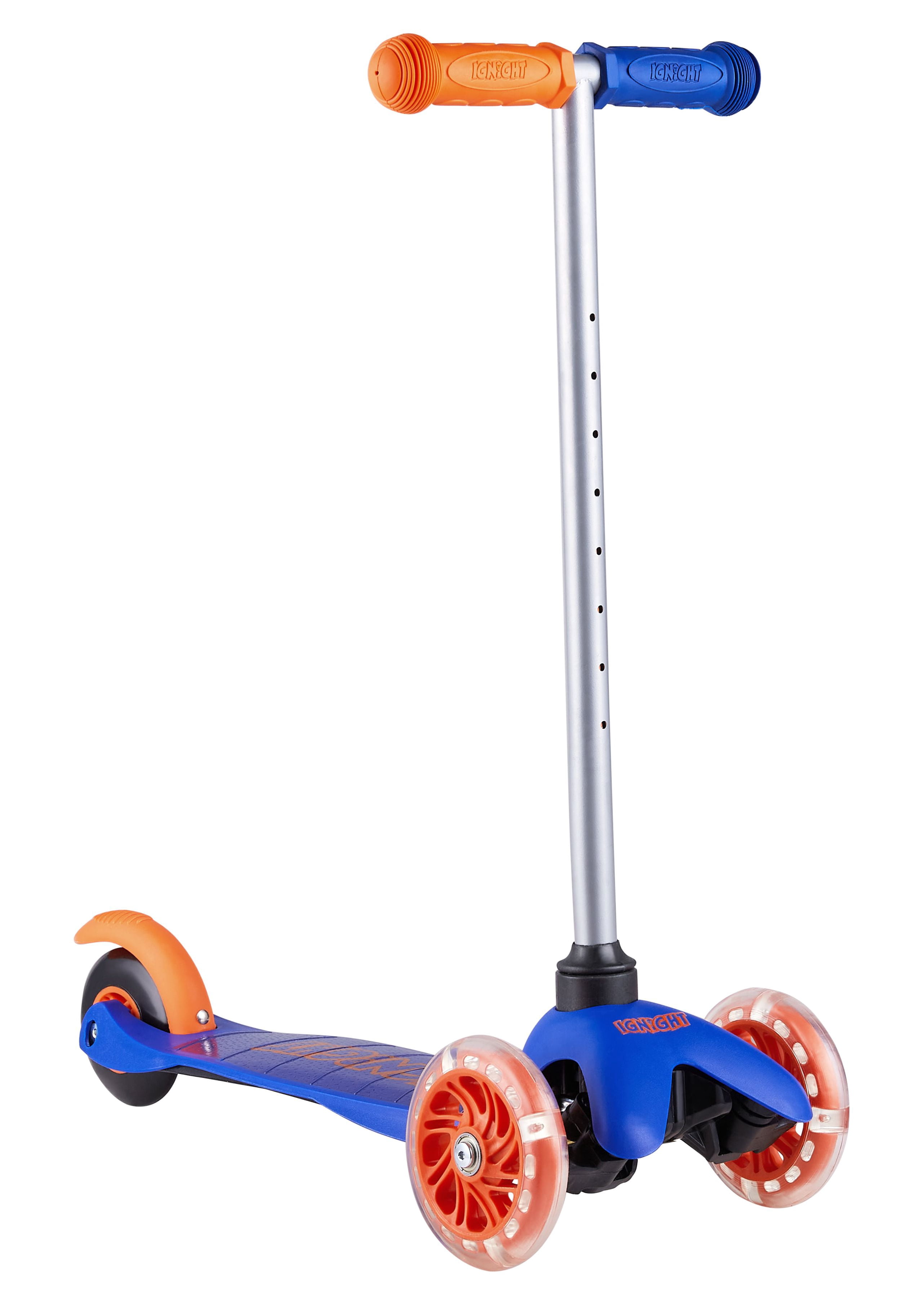 Ignight 3 Wheel Blue Scooter with Light up Wheels & Tbar, for Unisex Ages 3+