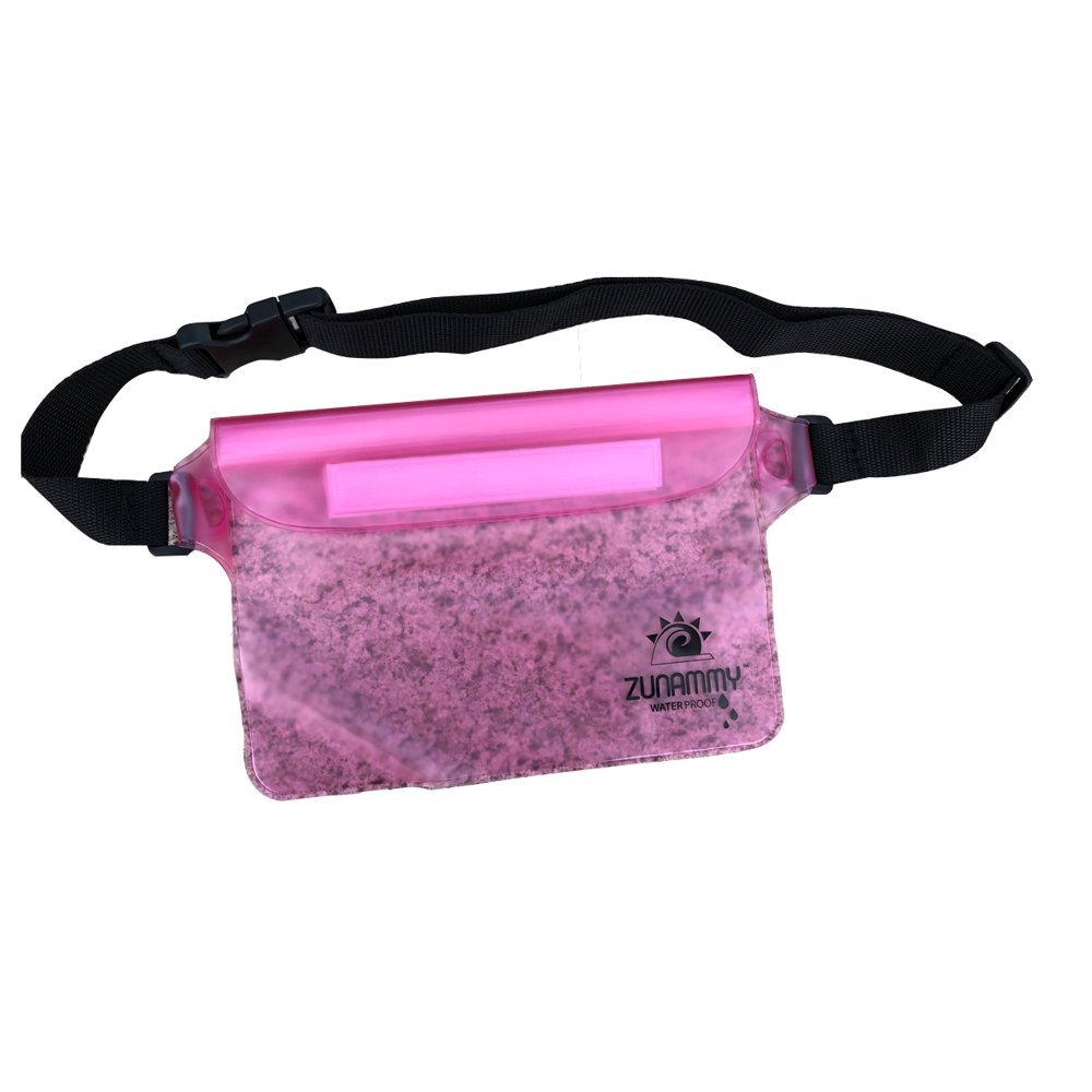 Zunammy Waterproof Fanny Pack Dry Bag Pouch Transparent Colors Pink