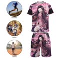 thumbnail image 5 of Demon Slayer Nezuko Boys Girls Short Sleeve Mesh T-Shirt And Shorts Outfit Set Summer Clothes Set for Kids, 5 of 8