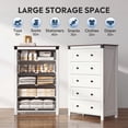 thumbnail image 5 of GALAXHERO Farmhouse 5 Drawer Dresser, White Tall Dresser with Double Rustic Handles, Wood Chest of Drawers for Bedroom, Living Room, Hallway, 5 of 9