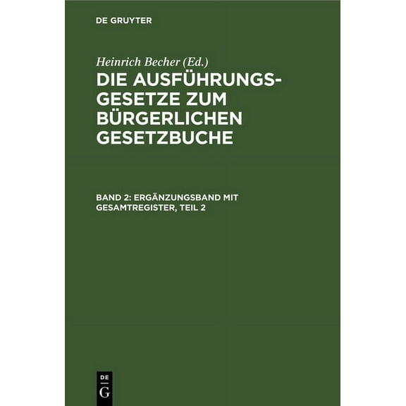 Ergänzungsband Mit Gesamtregister, Teil 2, (Hardcover)