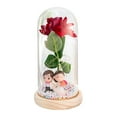 thumbnail image 1 of Rosa iluminada en cúpula de cristal, decoración creativa para San Valentín, regalos de flores rosas para Pareja de bases de madera, 1 of 9