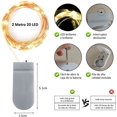 thumbnail image 2 of Guirnalda de Luces con Pilas, 2M 20 LED Series de Luces de Alambre de Cobre, IP65 Impermeable, Fairy Lights para Interiores, Exteriores, Navidad, Fiestas (12 PCS, Blanco Cálido), 2 of 5