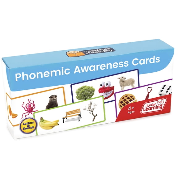 Phonemic Awareness Flashcards: Junior Learning, The Science of Reading Supplementary Resources, Learn phonemes in words, with 89 cards, For ages 4 , Grade Pre-K