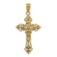 thumbnail image 4 of FJC Finejewelers 10 kt Two Tone Gold Two-tone Medium Lacey-edged INRI Crucifix Charm 35 x 17 mm, 4 of 6