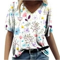thumbnail image 2 of Fiudx Ofertas Flash Del Día Camisetas Holgadas de Manga Corta con Cuello En V Informales con Estampado de Moda para Mujer, 2 of 4