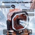 thumbnail image 2 of DAYBETTER 3-in-1 Portable Camping Misting Fan, 10000mAh Rechargeable Battery, 350mL Water Tank, 4-Speed Tent Fan with LED Light & Power Bank for Patio, Beach, Outdoor, Orange, 2 of 7