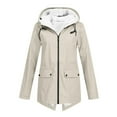 thumbnail image 5 of DYTTDG Women's Plus Size Outdoor Waterproof Thick Jacket Casual Zipper Long Windbreaker Coat Drawstring Hooded Jacket with Pockets Great Gifts for Less, 5 of 6