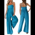 thumbnail image 3 of de Verano para Mujer, de una Pieza, con Tirantes Finos y Pierna , con Bolsillos Azul M, 3 of 8