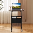thumbnail image 2 of Adjustable Standing Desk with Tilt Top & Wheels, 24"x16" Sit-Stand Laptop Table with Storage Bag, Mobile Workstation for Home Office, Brown Black, 2 of 11
