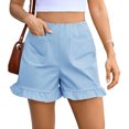 thumbnail image 4 of High Waist Women Straight Leg Ruffle Shorts Dressy Bottom, 4 of 6