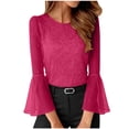 thumbnail image 2 of Miqool Hauts Habillés pour Femmes à Manches 3/4 Blouse Élégante à Col Ras du Cou Mode Décontractée Travail Soirée Fête, 2 of 8